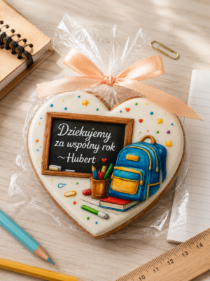 Personalizowany piernik serce z tablicą dla nauczyciela na zakończenie roku szkolnego